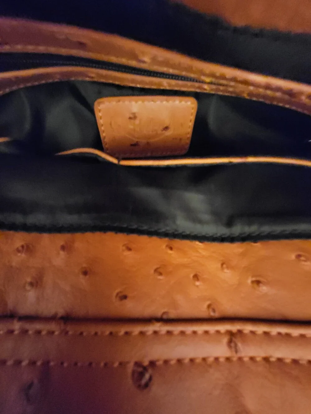 NWOT Penelope Ann 14.5x12x6  Orange Ostrich-Texture Top-Handle Tote Bag - Picture 6 of 14